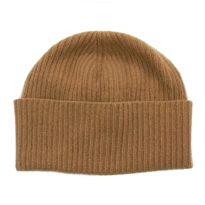 Shop Portolano Cashmere Ribbed Hat In Brown