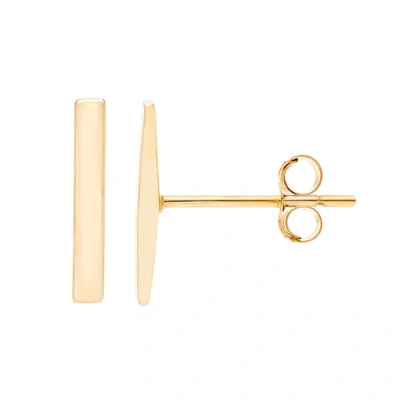 Ballstudz 14k Yellow Gold 1x7mm Dainty Bar Stud Earrings, With Pushback, Women's, Unisex In Gold