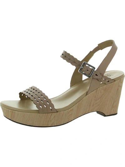 Naturalizer Carlita Womens Leather Ankle Strap Wedge Sandals In Multi
