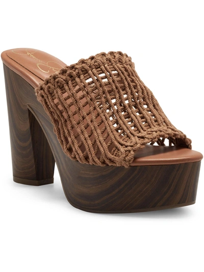 Shop Jessica Simpson Shelbie 3 Womens Open Toe Slip On Heels In Brown