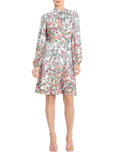 Maggy London Floral Print Long Sleeve Dress In Multi