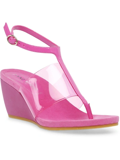 Shop Anne Klein Ikari Womens Patent Flip-flop Wedge Sandals In Pink