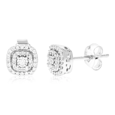 Vir Jewels 1/5 Cttw 66 Stones Round Lab Grown Diamond Studs Earrings .925 Sterling Silver Prong Set 1/4 Inch In Silver