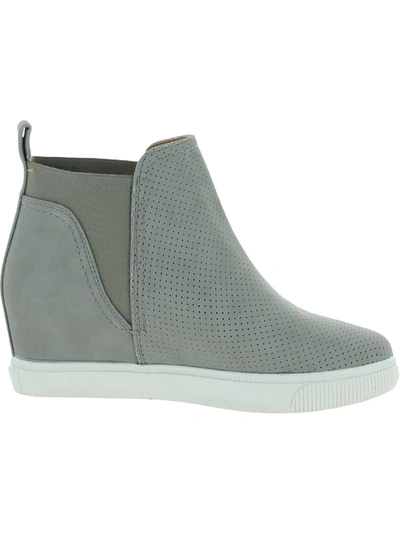 Shop Dolce Vita Kimber Womens Faux Leather Pull On Wedge Boots In Grey