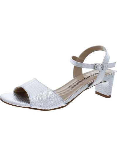 Shop Walking Cradles Lydia Womens Embossed Metallic Kitten Heels In Silver