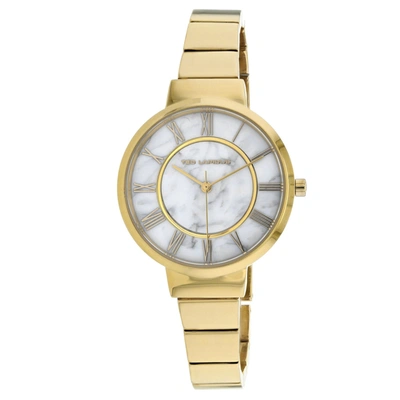 Shop Ted Lapidus Women's Marble White Dial Watch In Yellow