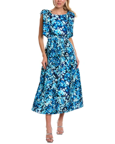 Shop Badgley Mischka Bow Shoulder Dress In Blue