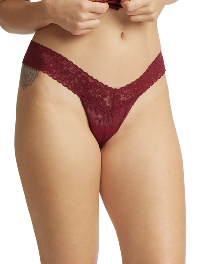 Shop Hanky Panky Daily Lace Lowrise Thong In Red