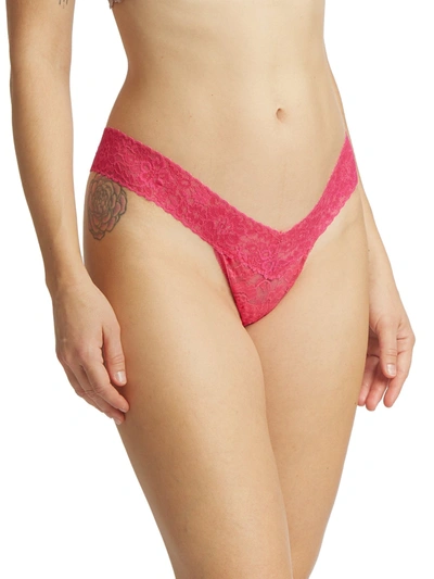 Shop Hanky Panky Daily Lace Lowrise Thong In Pink