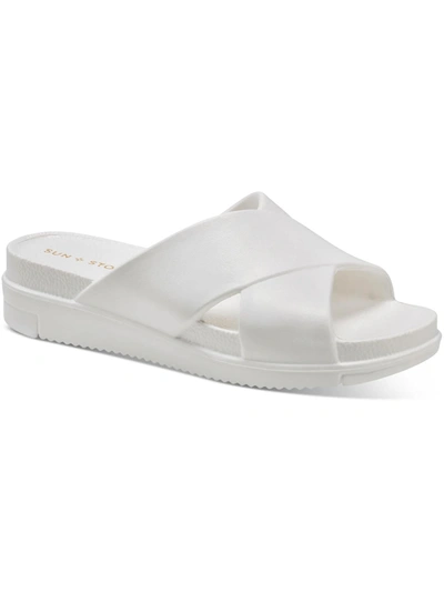 Shop Sun + Stone Islla Womens Platforms Slip On Slide Sandals In White