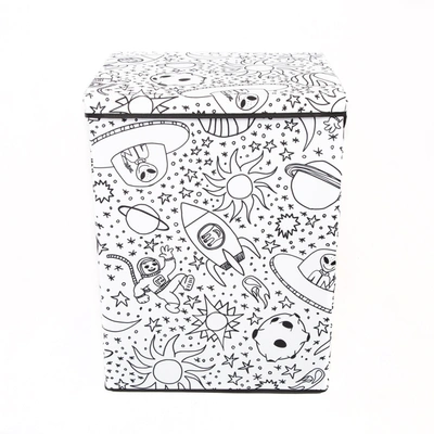 Baum Home Outfitters Kid's Coloring Lidded Hamper W/ 4 Pack Of Washable Markers