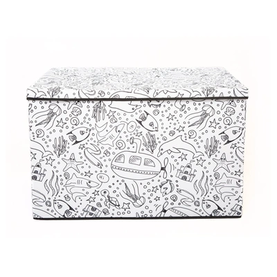 Baum Home Outfitters Kid's Coloring Lidded Large Trunk W/ Removable Divider And 4 Pack Of Washable Marker