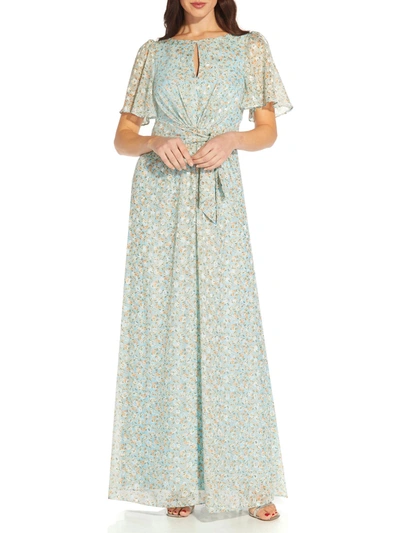 Shop Adrianna Papell Womens Chiffon Floral Print Maxi Dress In Multi