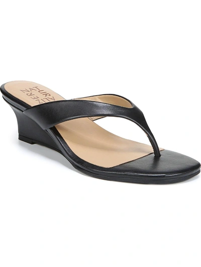 Shop Naturalizer Lenna Womens Leather Slip On Wedge Sandals In Black