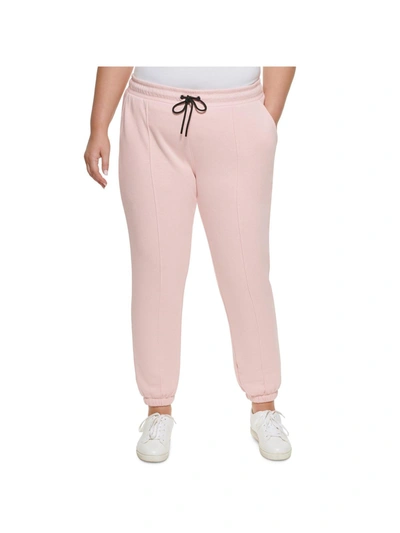 Shop Dkny Sport Plus Womens Stretch High Rise Jogger Pants In Pink
