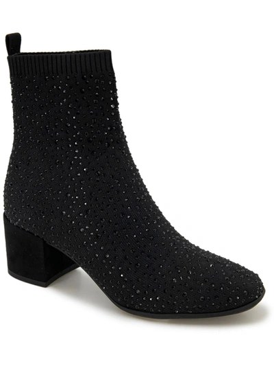 Shop Kenneth Cole Reaction Rida Stretch Jewel Womens Rhinestone Booties Ankle Boots In Black