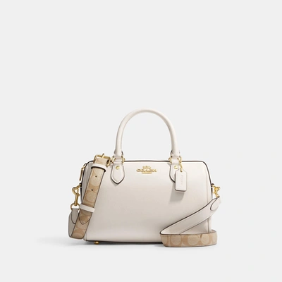 Shop Coach Outlet Rowan Satchel With Signature Canvas Detail In White
