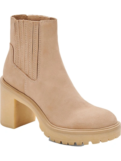 Shop Dolce Vita Caster H2o Womens Lugged Sole Chelsea Boots In Beige