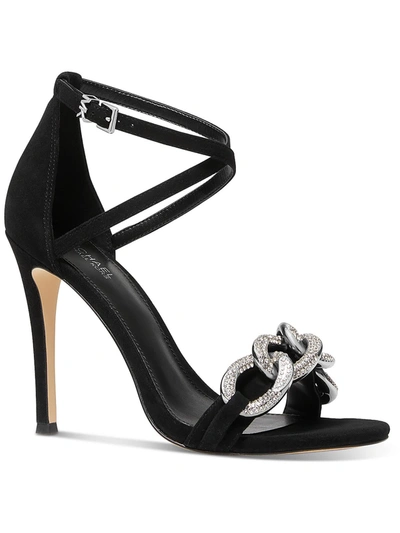 Shop Michael Michael Kors Scarlett Sandal Womens Suede Embellished Ankle Strap In Black