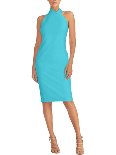 Shop Rachel Rachel Roy Harland Womens Drapey Halter Midi Dress In Blue