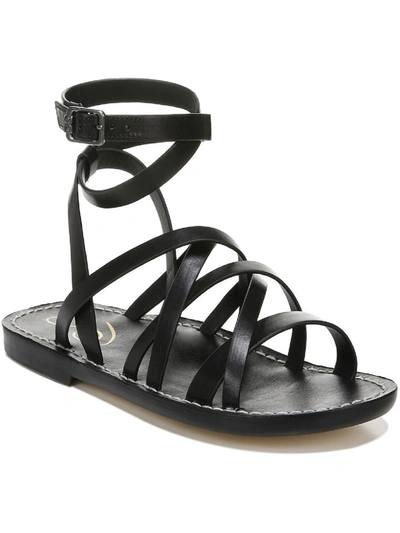 Shop Sam Edelman Meriai Womens Leather Strappy Slide Sandals In Black
