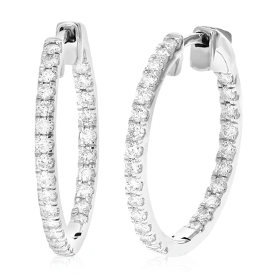 Vir Jewels 1 Cttw Round Lab Grown Diamond Hoop Earrings Crafted In .925 Sterling Silver Prong Set 1 Inch