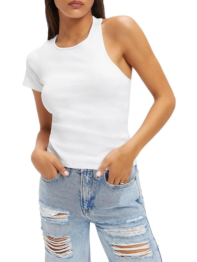 Shop Good American Juniors Womens Organic Cotton Asymmetric Blouse In White