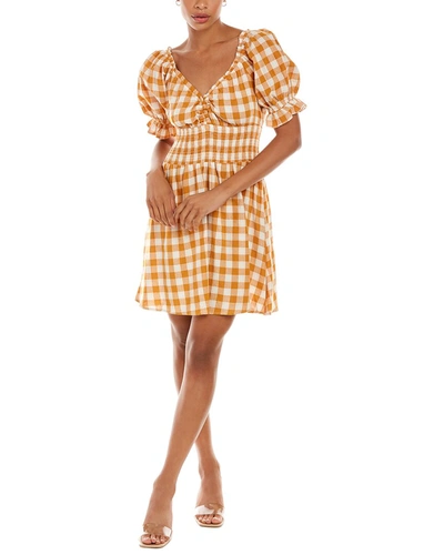 Shop Kerrick Smocked Mini Dress In Gold