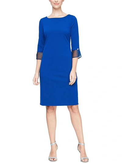 Shop Slny Womens Embellished Pleated Cuff Sheath Dress In Blue