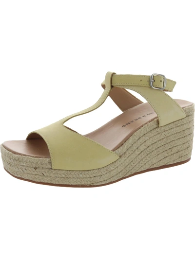 Shop Lucky Brand Valki Womens Leather Ankle Strap Wedge Sandals In Green