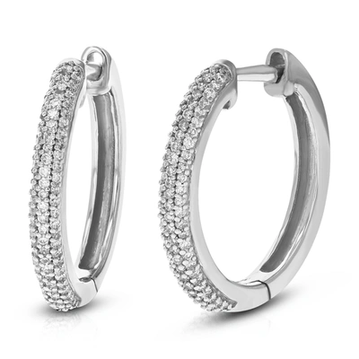 Vir Jewels 1/3 Cttw 158 Stones Round Lab Grown Diamond Hoop Earrings .925 Sterling Silver Prong Set 2/3 Inch In Silver