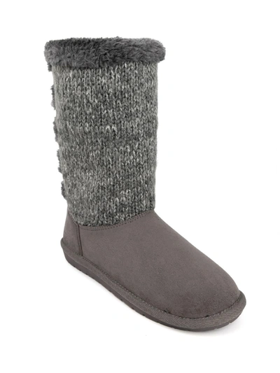Shop Sugar Panthea Womens Microsuede Faux Fur Shearling Boots In Grey
