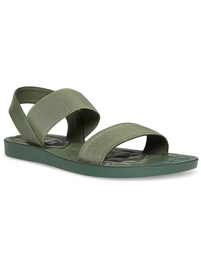 Shop Steve Madden Randie Womens Faux Leather Quilted Slingback Sandals In Green