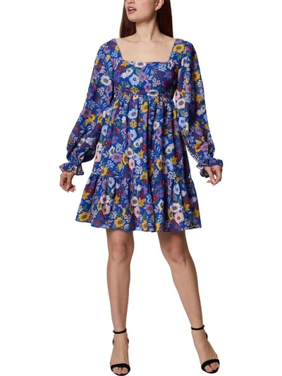 Shop Bcbgeneration Womens Floral Print Knee Length Fit & Flare Dress In Multi