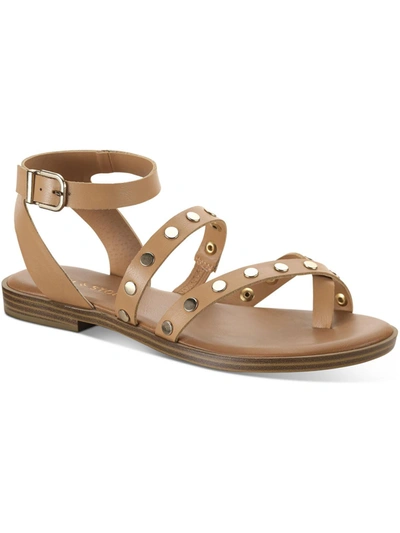 Shop Sun + Stone Studleyy Womens Faux Leather Thong Strappy Sandals In Brown