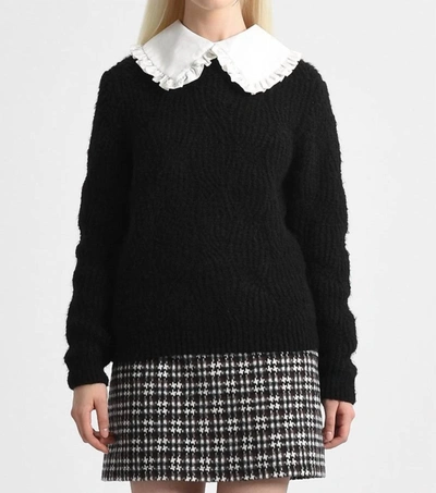 Shop Molly Bracken Peter Pan Collar Sweater In Black
