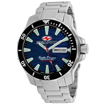 Shop Seapro Men's Blue Dial Watch In Multi