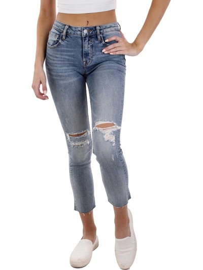 Shop Vigoss Stevie Womens Faded Distressed Straight Leg Jeans In Multi