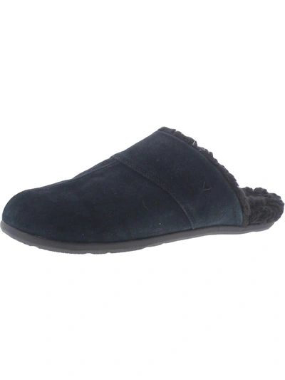 Shop Vionic Alfons Mens Faux Fur Lined Slipper Shoes In Black