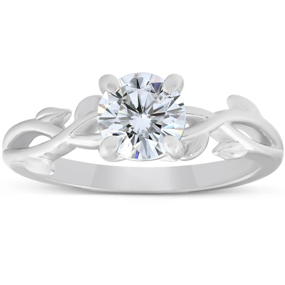Pompeii3 1 1/4 Ct Solitaire Moissanite Vine Engagement Ring 14k White Gold In White