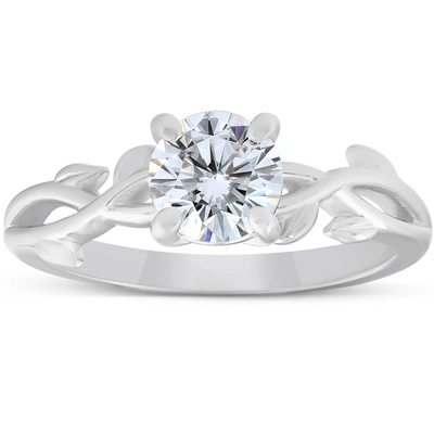 Pompeii3 1 1/4 Ct Solitaire Moissanite Vine Engagement Ring 14k White Gold In White