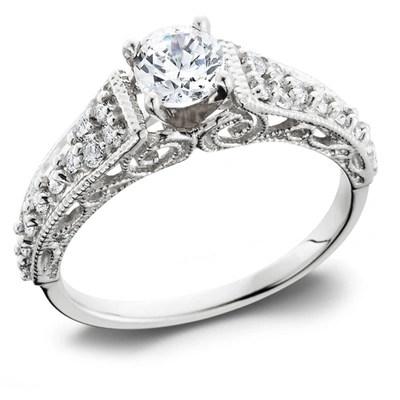 Shop Pompeii3 5/8 Ct Vintage Engagement Ring Ex3 Lab Grown 14k White Gold (h-i,si2-i1) In Silver