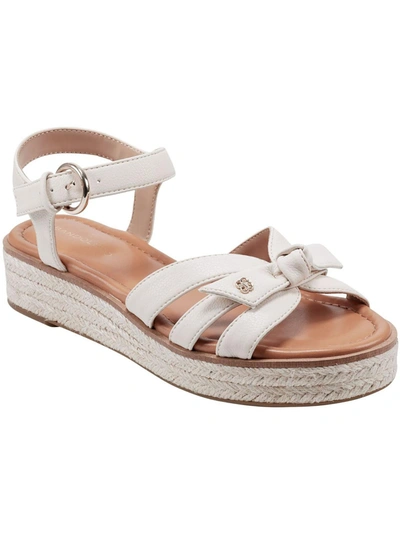 Bandolino Petty 3 Womens Faux Leather Ankle Strap Flatform Sandals In Multi