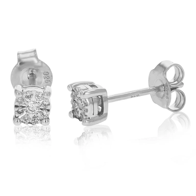 Vir Jewels 1/10 Cttw Round Cut Lab Grown Diamond Prong Set Stud Earrings In .925 Sterling Silver In Silver