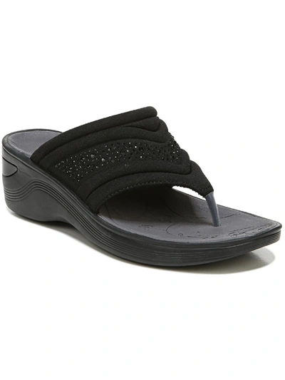 Shop Bzees Dazzle Me Womens Embellished Wedge Thong Sandals In Black