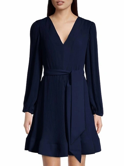 Shop Milly Liv Pleated Dress In Navy In Blue