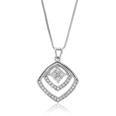Vir Jewels 1/8 Cttw Lab Grown Diamond Double Square Pendant Necklace .925 Sterling Silver 1/2 Inch With 18 Inch In Silver