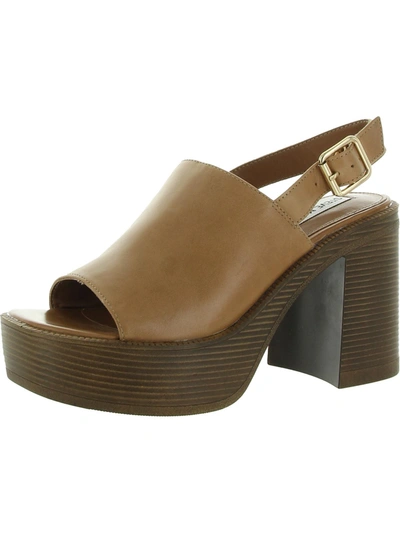 Shop Steve Madden Buffet Womens Leather Slingback Platform Heels In Brown