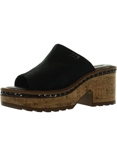 Shop Karl Lagerfeld Clarina Womens Leather Comfort Wedge Sandals In Black