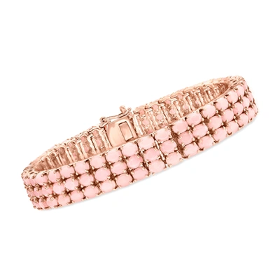 Shop Ross-simons Pink Opal Multi-row Tennis Bracelet In 18kt Rose Gold Over Sterling